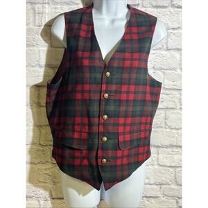 Vintage Pendleton Wool Vest Red Black Buffalo Plaid Waistcoat Unisex Old Money M